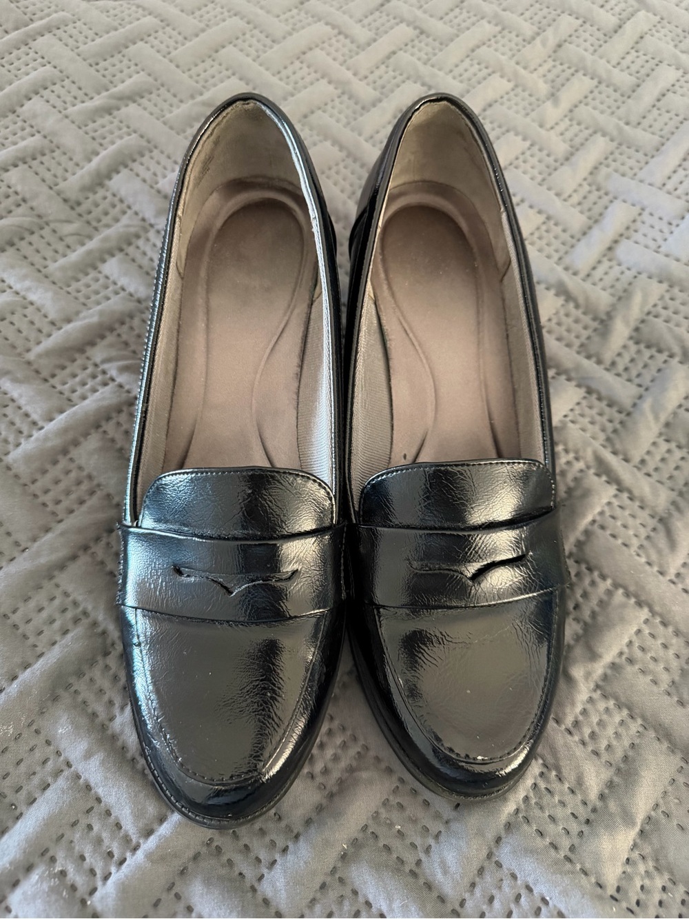 Life Stride Black Patent Slip-On HeeledLoafer